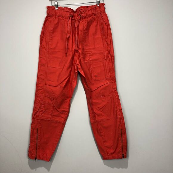 Free People Spring Trekker Wind Pants Pull on Jogger Hot Sauce Orange M - Picture 2 of 7